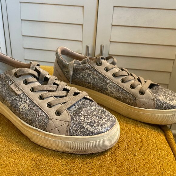 Taos Plim Soul Lux Women's Leather Sneakers in Gray Paisley - Picture 5 of 6